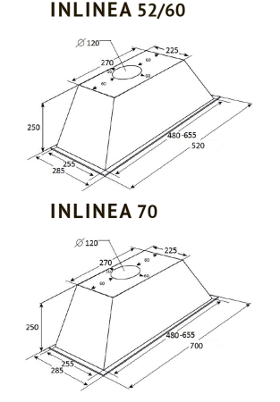 Вытяжка встраиваемая  INLINEA 70 X